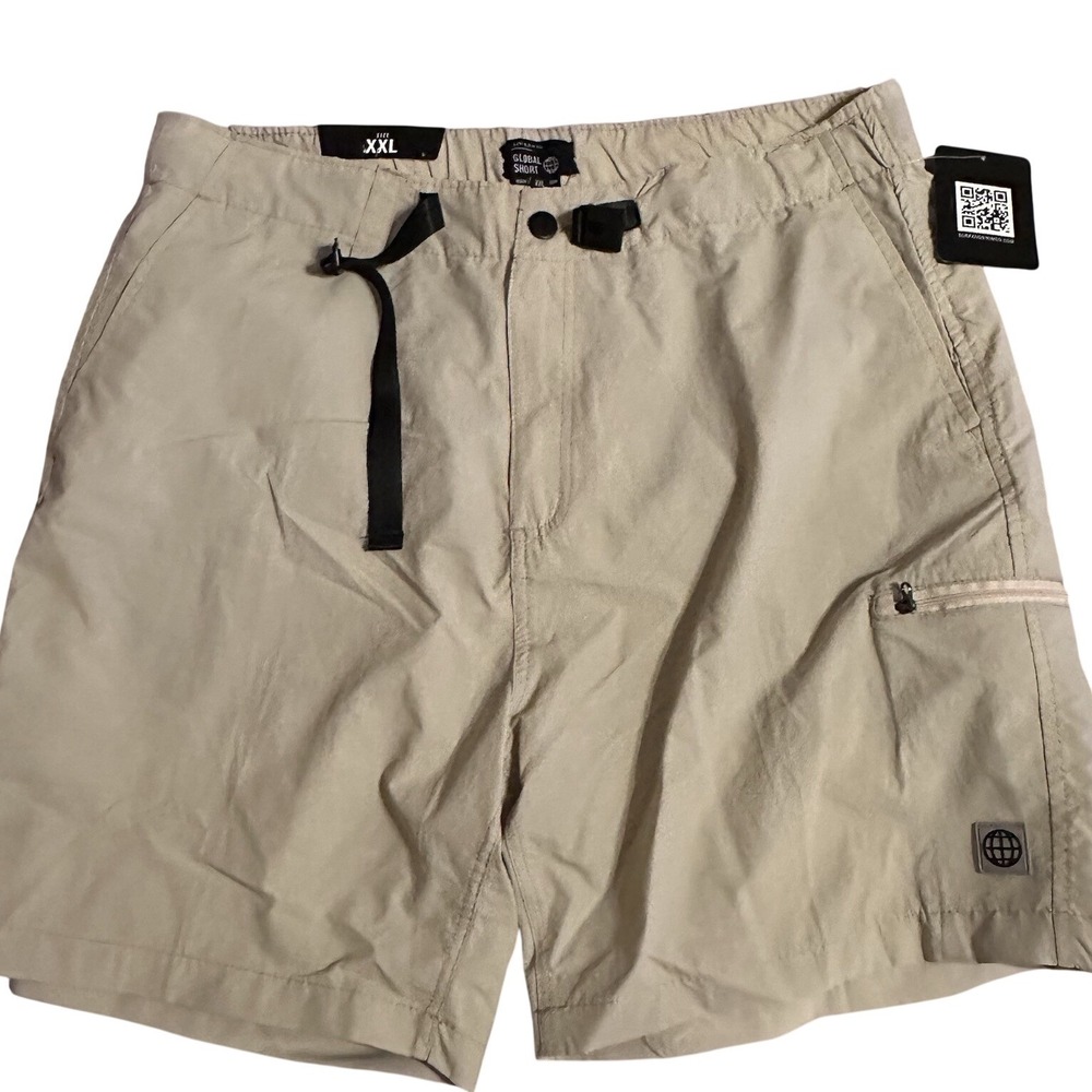 Surf & Swim Co Global Short Mens XXL Khaki Tan Cargo Belted Hiking Swim Shorts